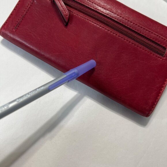 Vintage Coach Red Leather Trifold Wallet Pink Interior - Picture 8 of 13